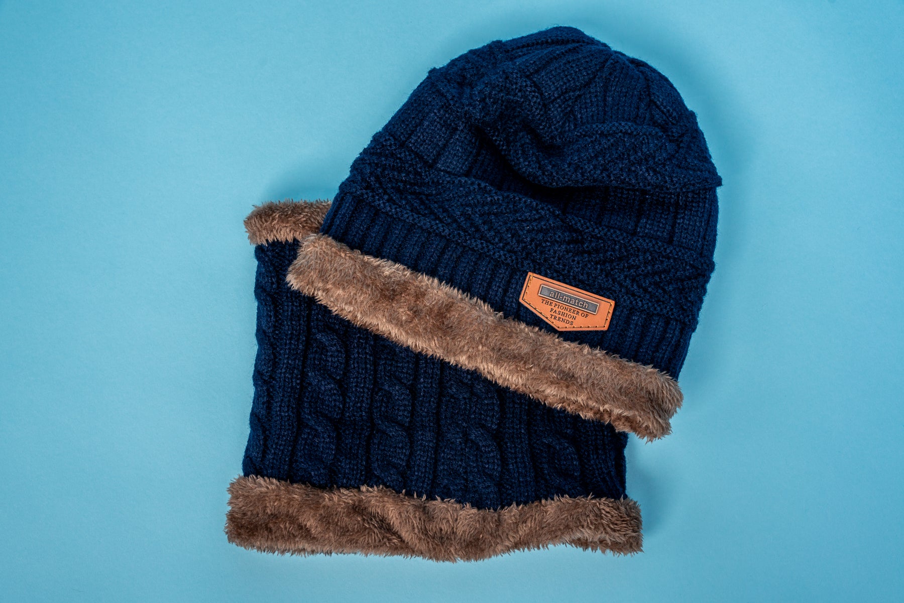 Reversed Scarf Set--Navy