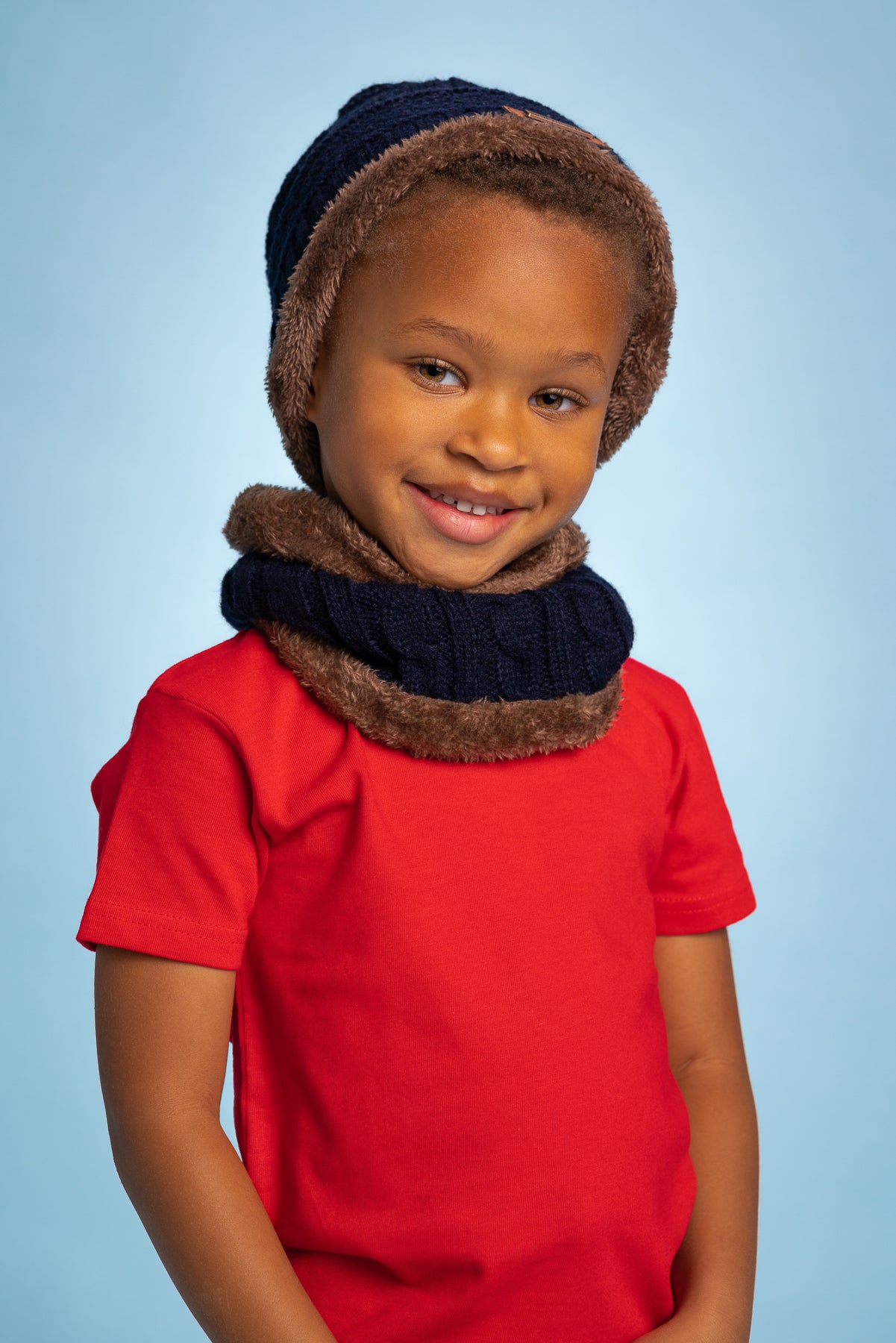Reversed Scarf Set--Navy